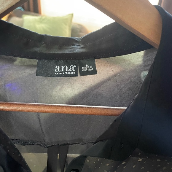 Black sheer button up top - Picture 2 of 4